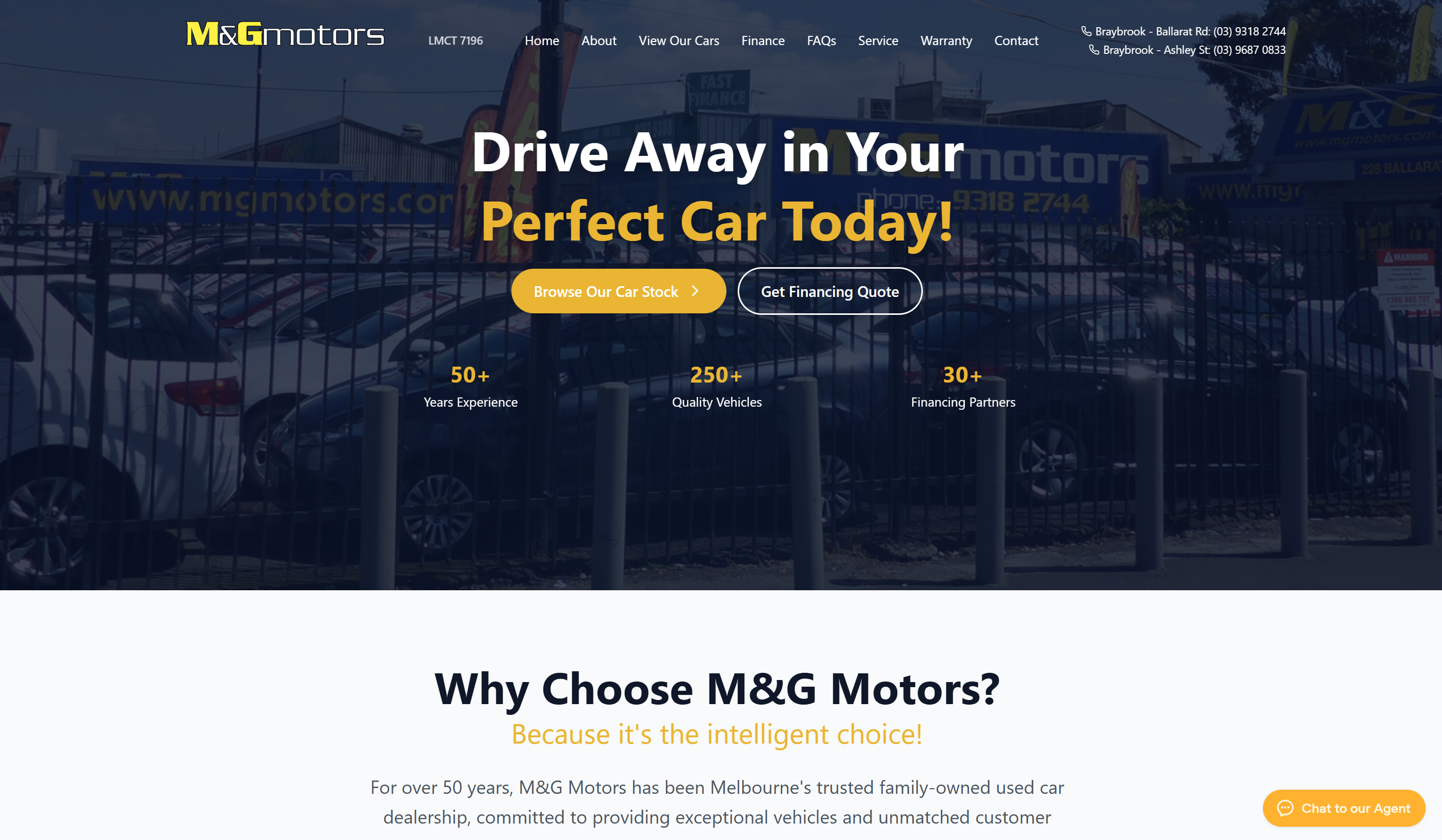 M&G Motors website homepage