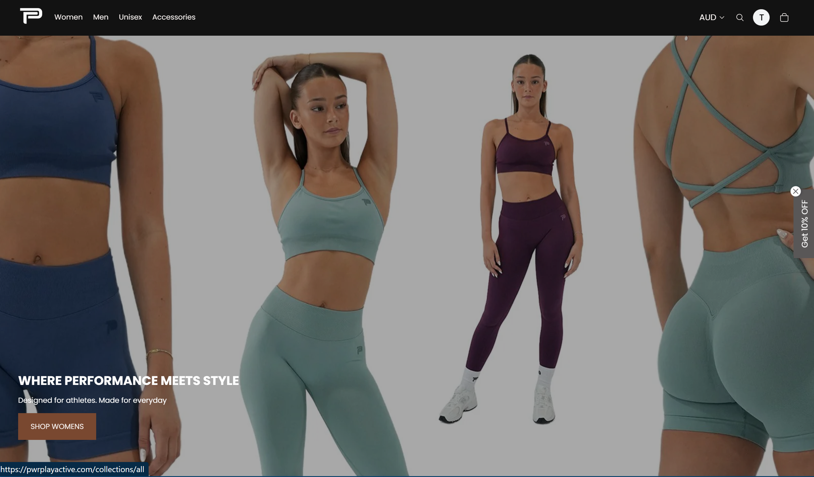 PWRplay Active e-commerce store homepage